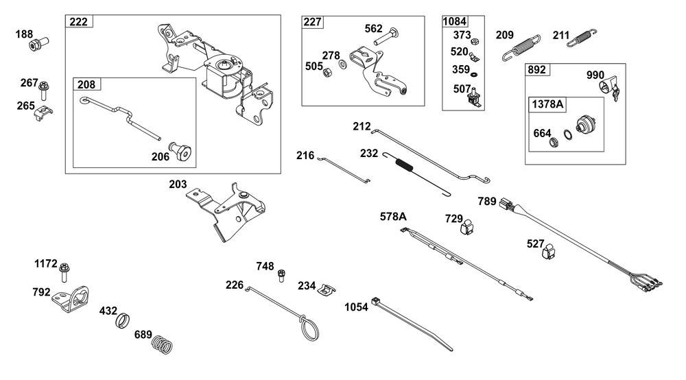 Controls Group Diagram and Parts List for 305447-0626-F1 200000 - 399999 Briggs and Stratton Engine